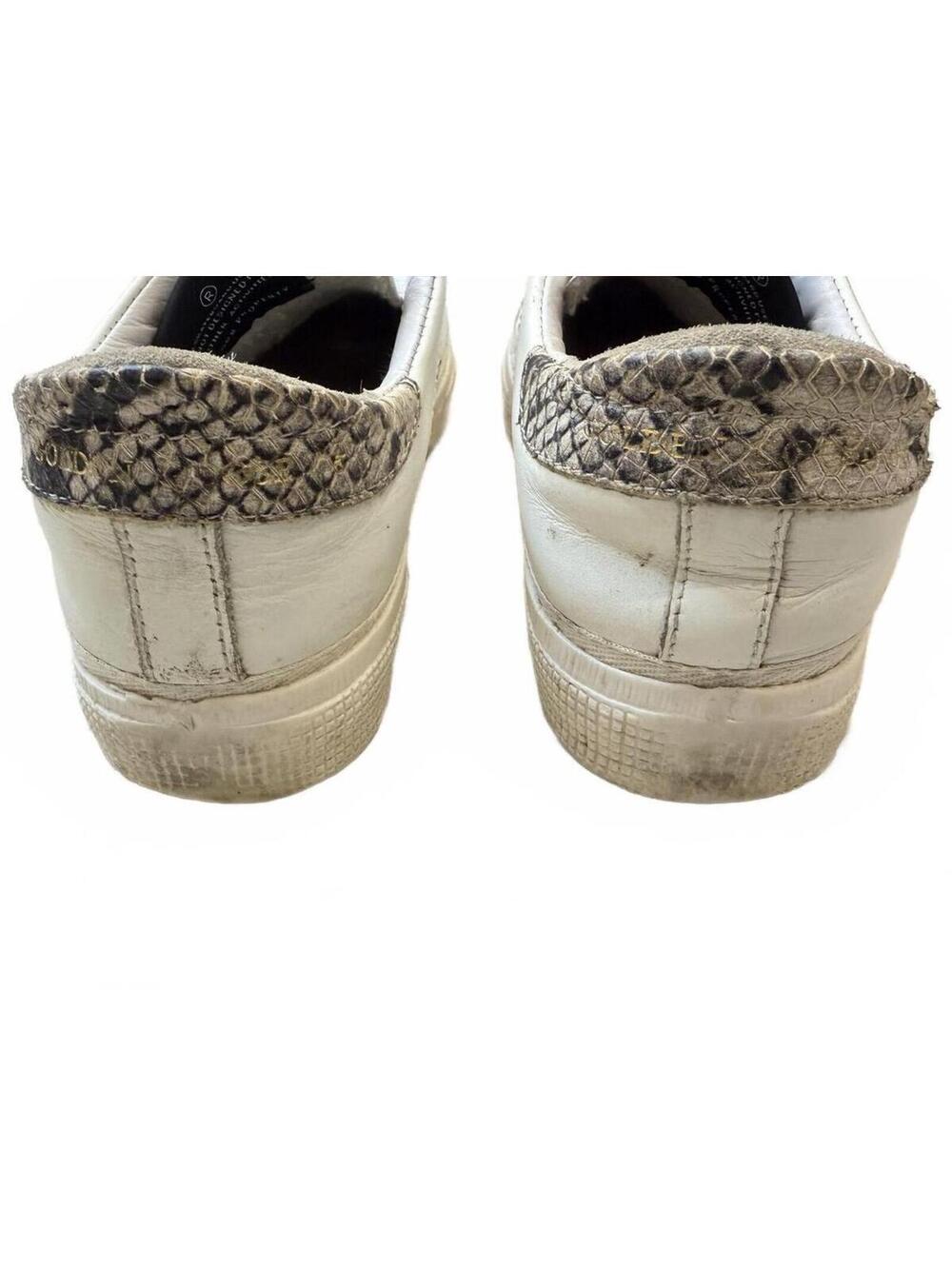 Golden Goose May White Croc-Embossed Sneakers Red Glitter Star Snake Print Sz 7 - Picture 7 of 13